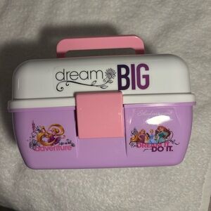 Disney Princess “Dream Big” Storage Jewelry Box Tackle Box lavender pink white